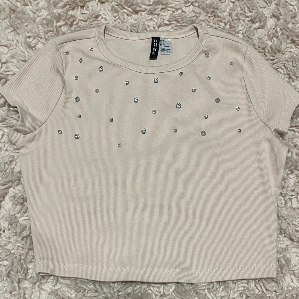 Embellished light pink Top